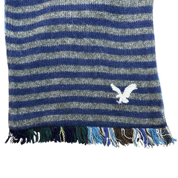 Vintage American Eagle Scarf Reversible Patch Work And Stripes Unisex Rare - Picture 2 of 5